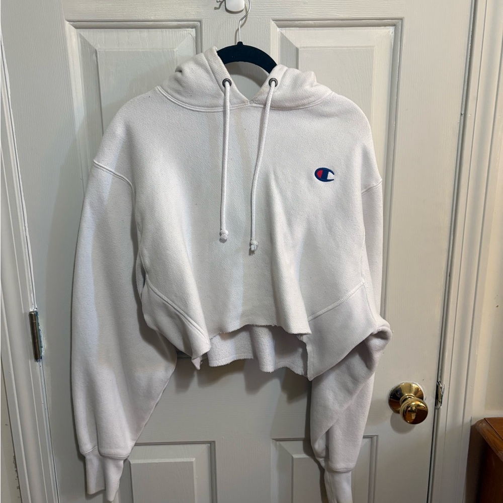Champion Off-White Cropped Hoodie